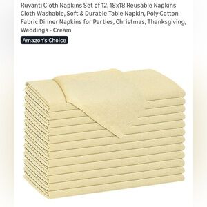 NEW IN PACKAGING - contemporary
12 Ruvanti Cream Cloth Formal 
Dinner Napkins